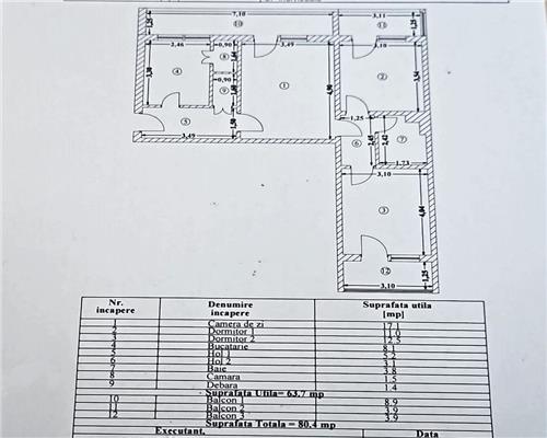 Centru Ferdinand - Apartament 3 camere semidecomandat su.80mp